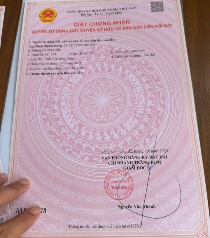 Đất nền Hưng Thịnh Trảng Bom 100m² giá chỉ 800 triệu - Đầu tư sinh lời ngay!