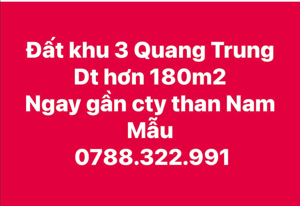 Đất nền khu 3 Quang Trung 180m² giá 3 tỷ - Kinh doanh đa ngành nghề