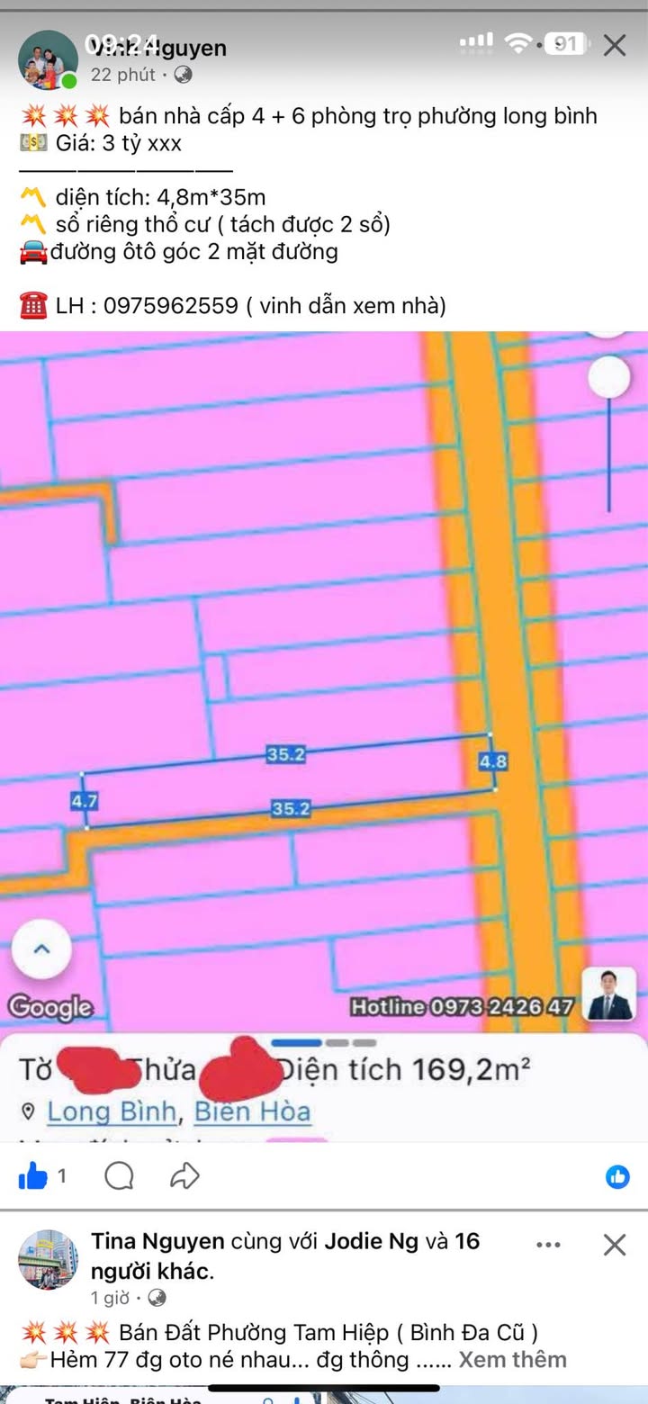 Nhà cấp 4 + 6 phòng trọ Phường Long Bình 168m² giá 3 tỷ - Đầu tư sinh lời ngay!