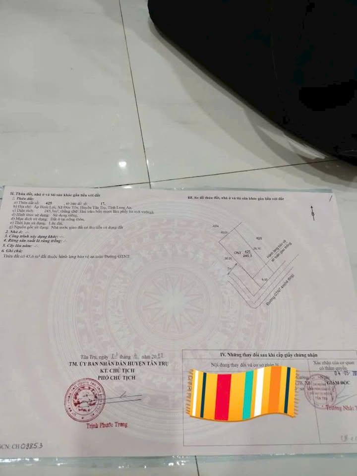 Đất nền xã Đức Tân Huyện Tân Trụ 254m² giá 650 triệu - Cần tiền bán gấp!