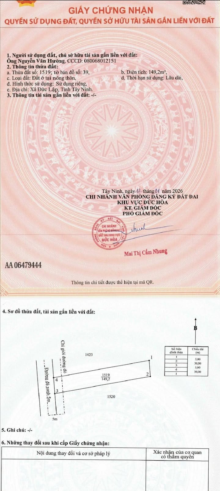 Đất thổ cư 150m² tại Mỹ Hạnh Nam - Giá 1.45 tỷ - Chính chủ bán gấp!