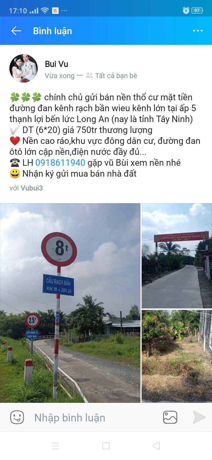 Đất nền thổ cư 120m² tại Ấp 5, Bến Lức chỉ 750 triệu - Cơ hội đầu tư hiếm có!