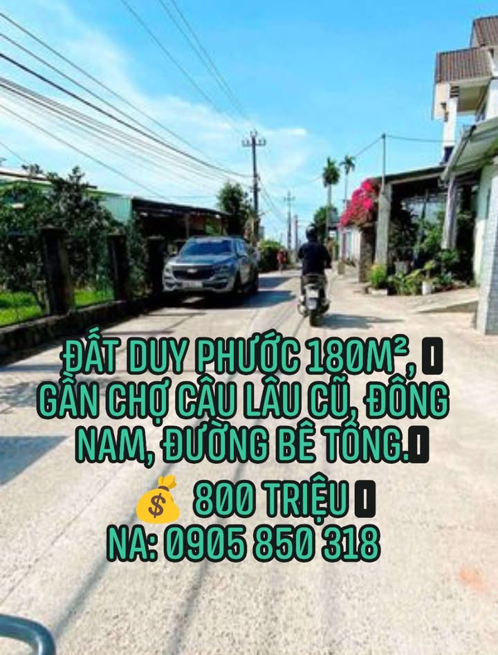 Đất Duy Phước 180m² giá 800 triệu - Đường bê tông thuận tiện giao thông!