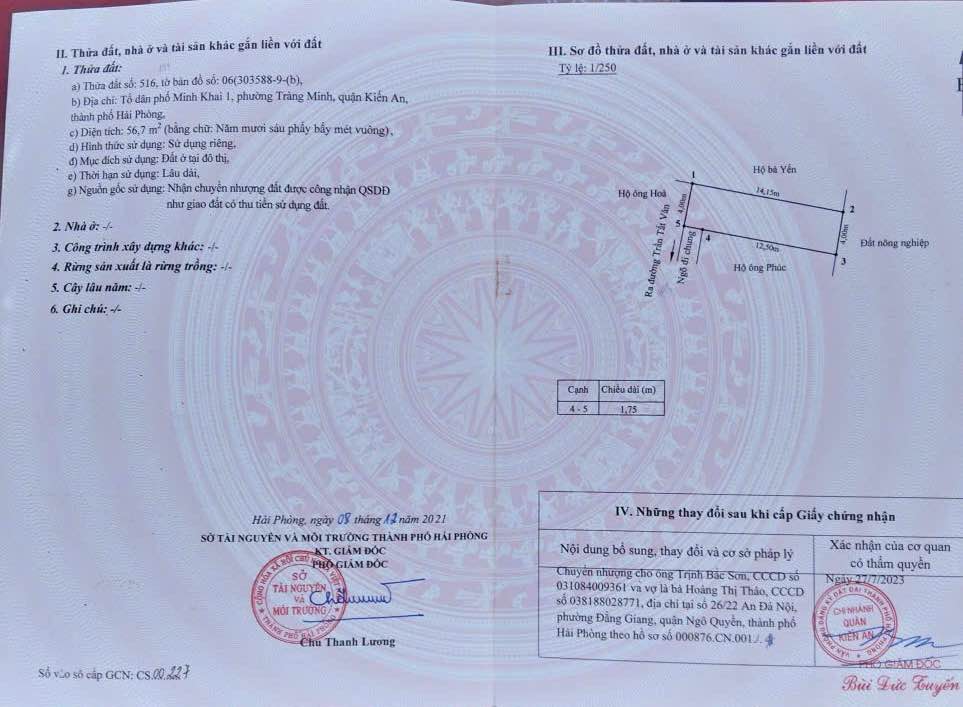 Đất nền tại Trần Tất Văn, Kiến An, Hải Phòng 56m² giá 1.2 tỷ - Sổ hồng chính chủ!