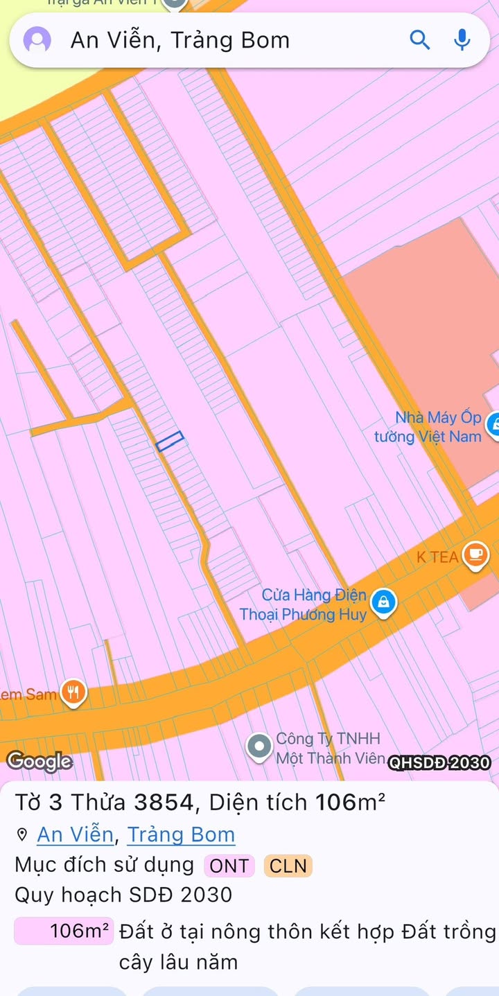 Đất nền Xã An Viễn, Trảng Bom 106m² giá 9xx triệu - Sổ đỏ riêng, thổ cư 80m