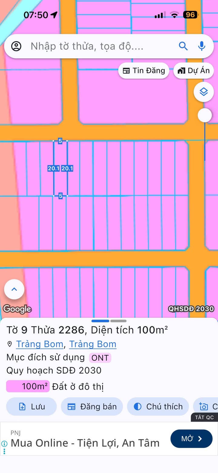 Đất thổ cư Thị trấn Trảng Bom 100m² giá 1.38 tỷ - Sổ đỏ chính chủ