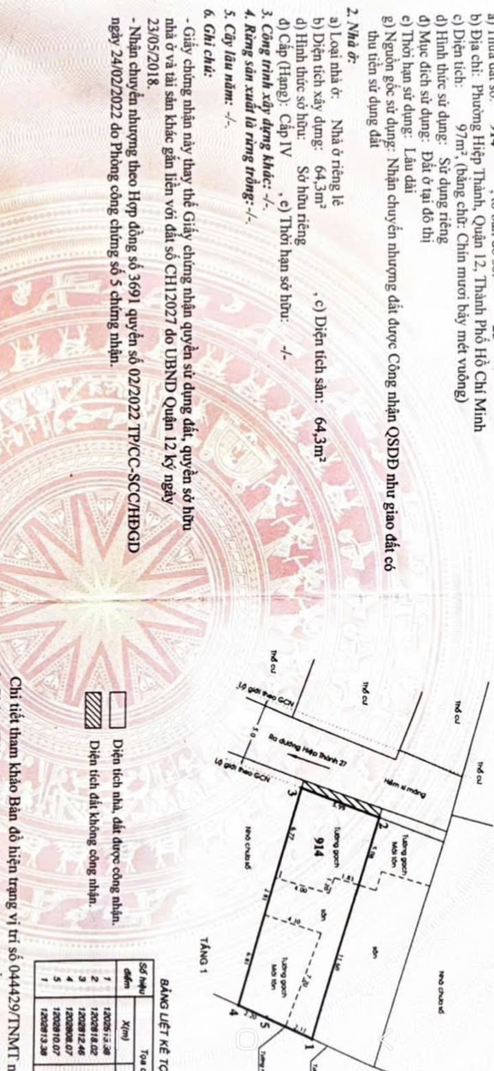 Đất nền Hiệp Thành, Quận 12, 102m² giá 5.468 tỷ - Vị trí đẹp gần trường học!