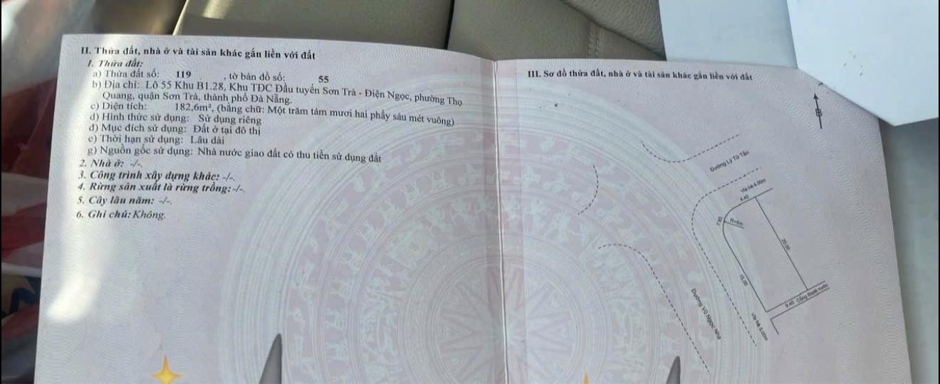 Đất nền góc Vũ Ngọc Nhạ - Lý Tử Tấn 183m² giá thỏa thuận - Vị trí đắc địa tại Đà Nẵng!