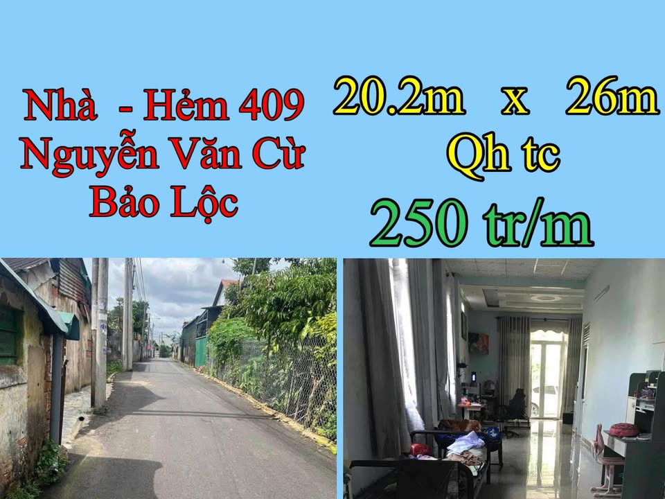 Nhà mặt tiền hẻm 409 Nguyễn Văn Cừ, Bảo Lộc 525.2m² giá chỉ 250 triệu - Đầu tư sinh lời ngay!