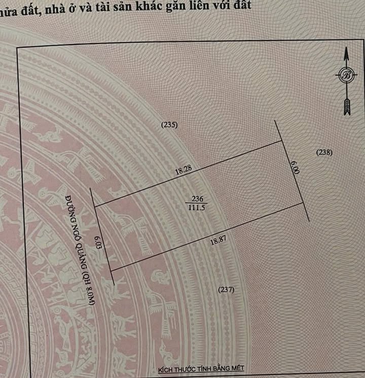 Đất đấu giá Hưng Dũng Vinh 111.5m² giá 5 tỷ - Mặt tiền 6m, Hướng Tây Nam