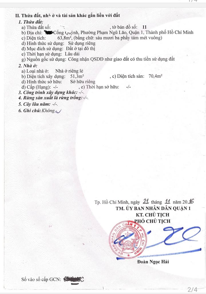 Nhà cấp 4 đường Cống Quỳnh, Quận 1, 63m² giá 16 tỷ - Vị trí trung tâm, tiện ích đầy đủ!