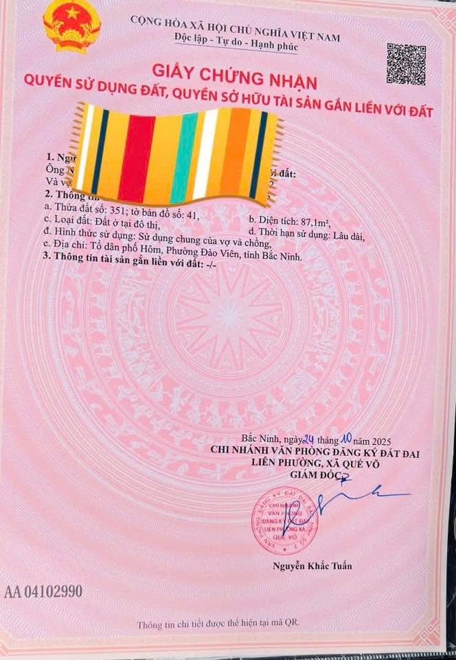 Đất thổ cư Phường Đào Viên 87m² giá 1 tỷ - Đường thông ô tô tiện lợi!