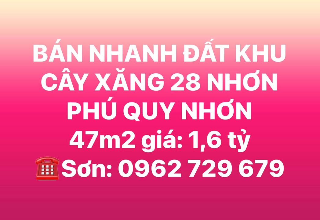 Đất nền Nhơn Phú Quy Nhơn 47m² giá 1.6 tỷ - Cơ hội đầu tư tuyệt vời!
