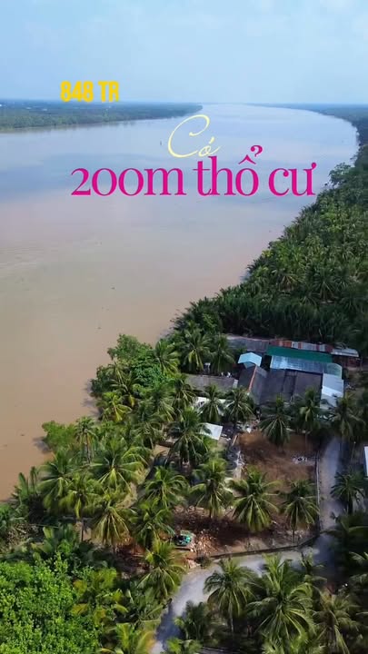 Đất thổ cư vườn 1212m² ven sông Cửu Long - Giá 848 triệu VND