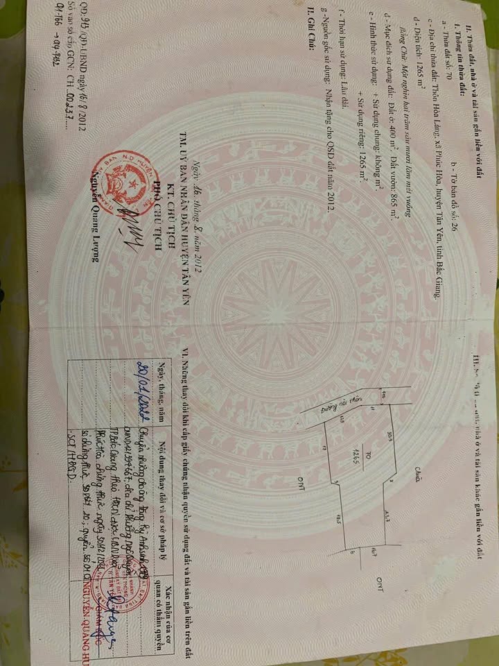 Đất vườn Tân Yên Bắc Giang 1265m² giá chỉ 1.4 tỷ - Sổ đỏ chính chủ