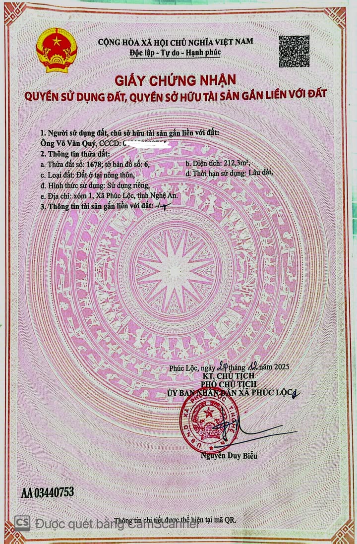 Đất đấu giá chính chủ tại xã Nghi Công Bắc 212,3m² - Giá chỉ 1,9 tỷ!