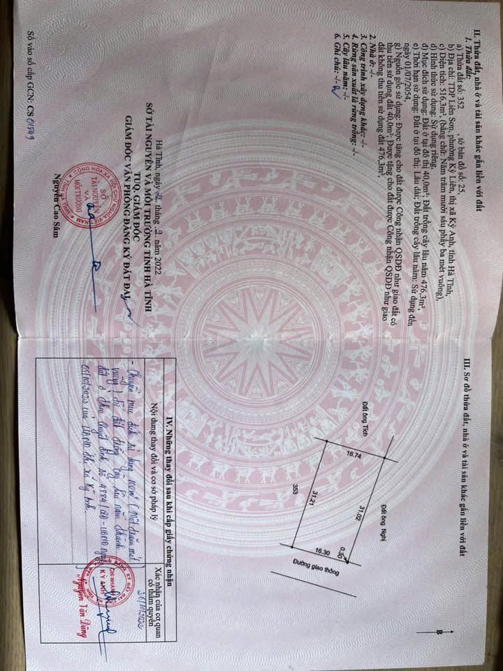 Đất nền Phường Kỳ Liên - 514m² giá 2.5 tỷ - Cơ hội đầu tư hấp dẫn!