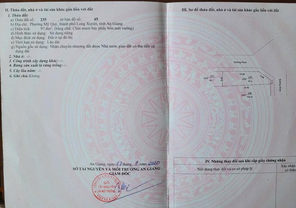 Đất nền Khu Văn Phòng Đăng Ký Đất, Mỹ Quý 97.4m² giá 900 triệu - Đường nhựa ô tô tới nhà!