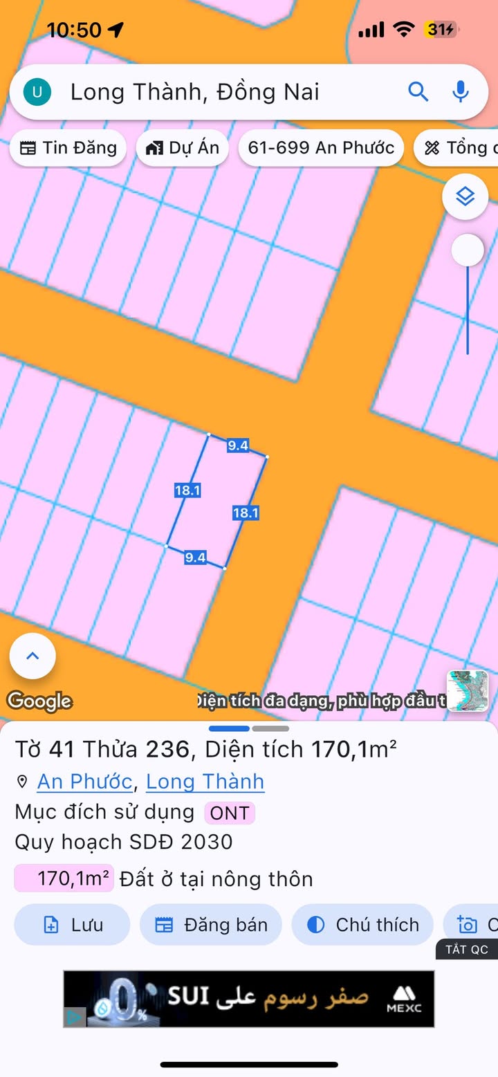 Lô đất 2 mặt tiền Khu Thung Lũng Xanh Long Thành 169m² - Đầu tư sinh lời tiềm năng!