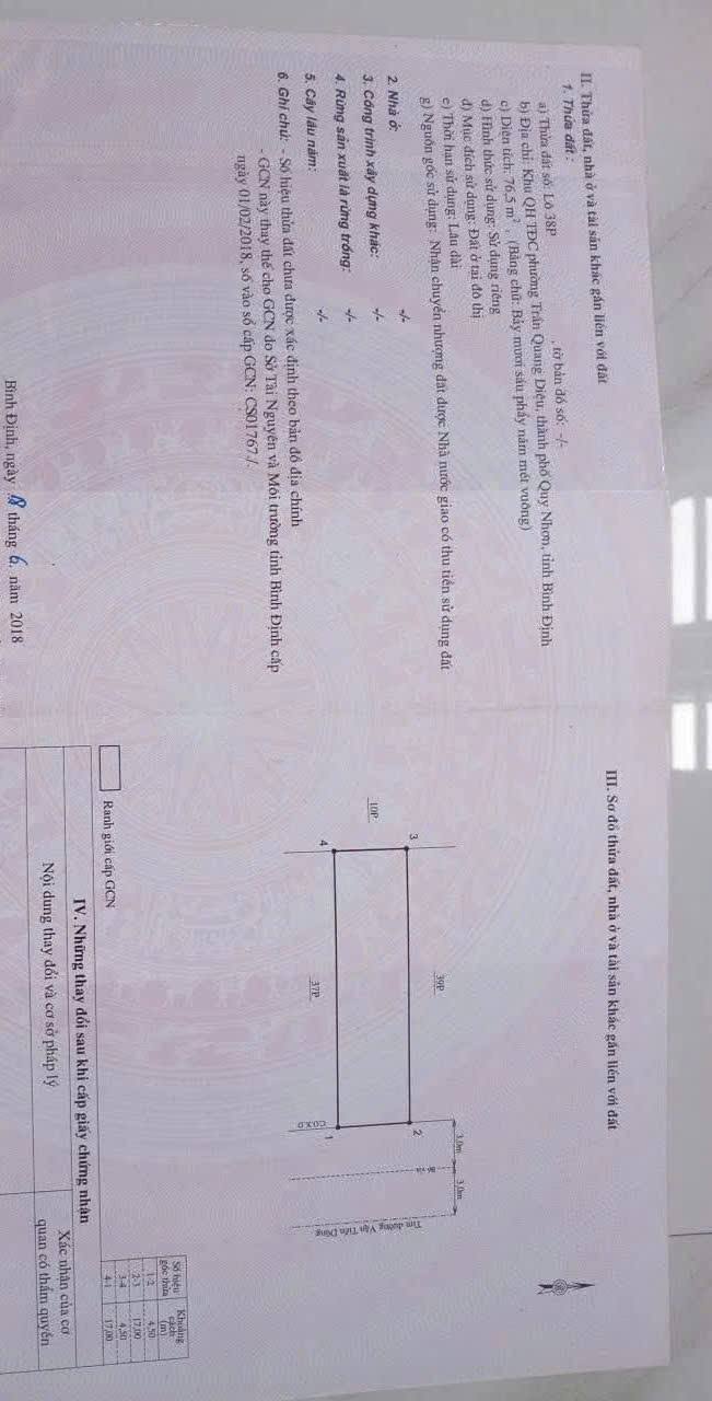 Đất mặt tiền Văn Tiến Dũng Quy Nhơn 76.5m² giá 1.5 tỷ - Tiềm năng đầu tư lớn!