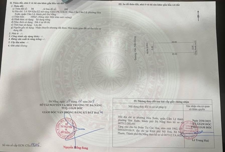 Đất nền đường Văn Tiến Dũng, Hòa Xuân 100m² giá 7.2 tỷ - Kinh doanh sầm uất!