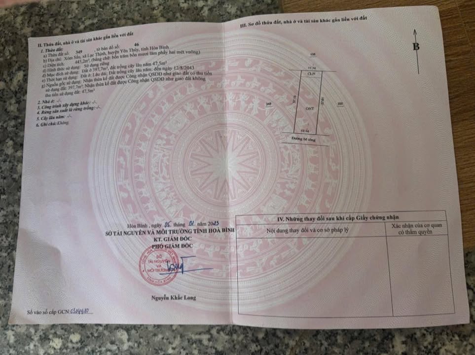 Đất Lạc Thịnh Yên Thủy 444m² giá tốt - Đầu tư sinh lời ngay!