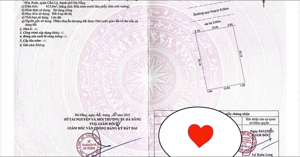 Đất biệt thự Khu Euro 2 Đà Nẵng 415,9m² giá 45 tỷ - View sông tuyệt đẹp!