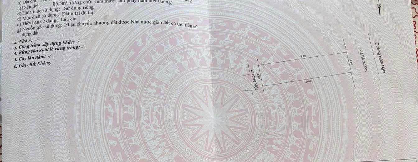 Bán lô FrontHouse 85m² mặt tiền đường Hàm Nghi - Đầu tư sinh lời