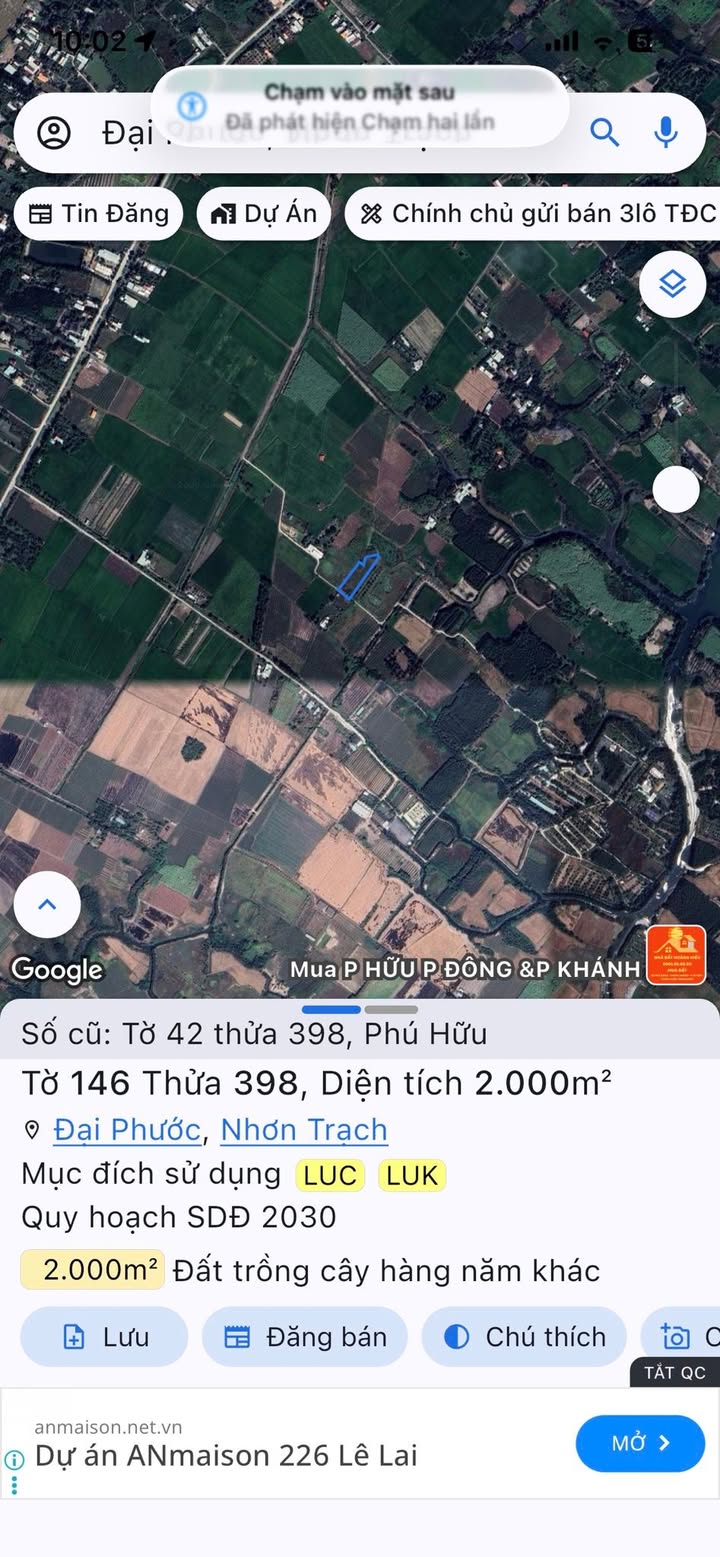 Đất nền xã Phú Hữu, huyện Nhơn Trạch 2000m² giá 5 tỷ - Sổ đỏ chính chủ, đường xe hơi tận nơi!