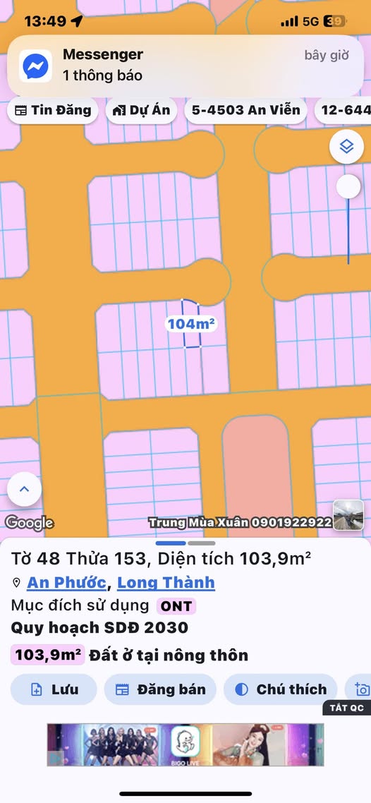 Đất nền Khu Thung Lũng Xanh An Phước 108m² giá chỉ 1 tỷ - Cơ hội đầu tư hấp dẫn!