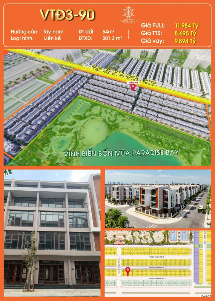 Townhouse Vịnh Thiên Đường Ocean Park 3 78m² giá thỏa thuận - Đầu tư sinh lời ngay tại vị trí đắc địa!