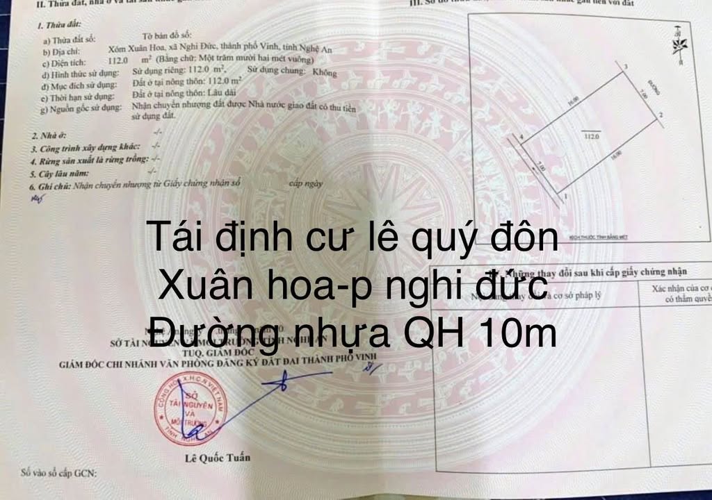 Đất nền tái định cư Lê Quý Đôn, 112m² giá 5 tỷ - Cơ hội hiếm có!