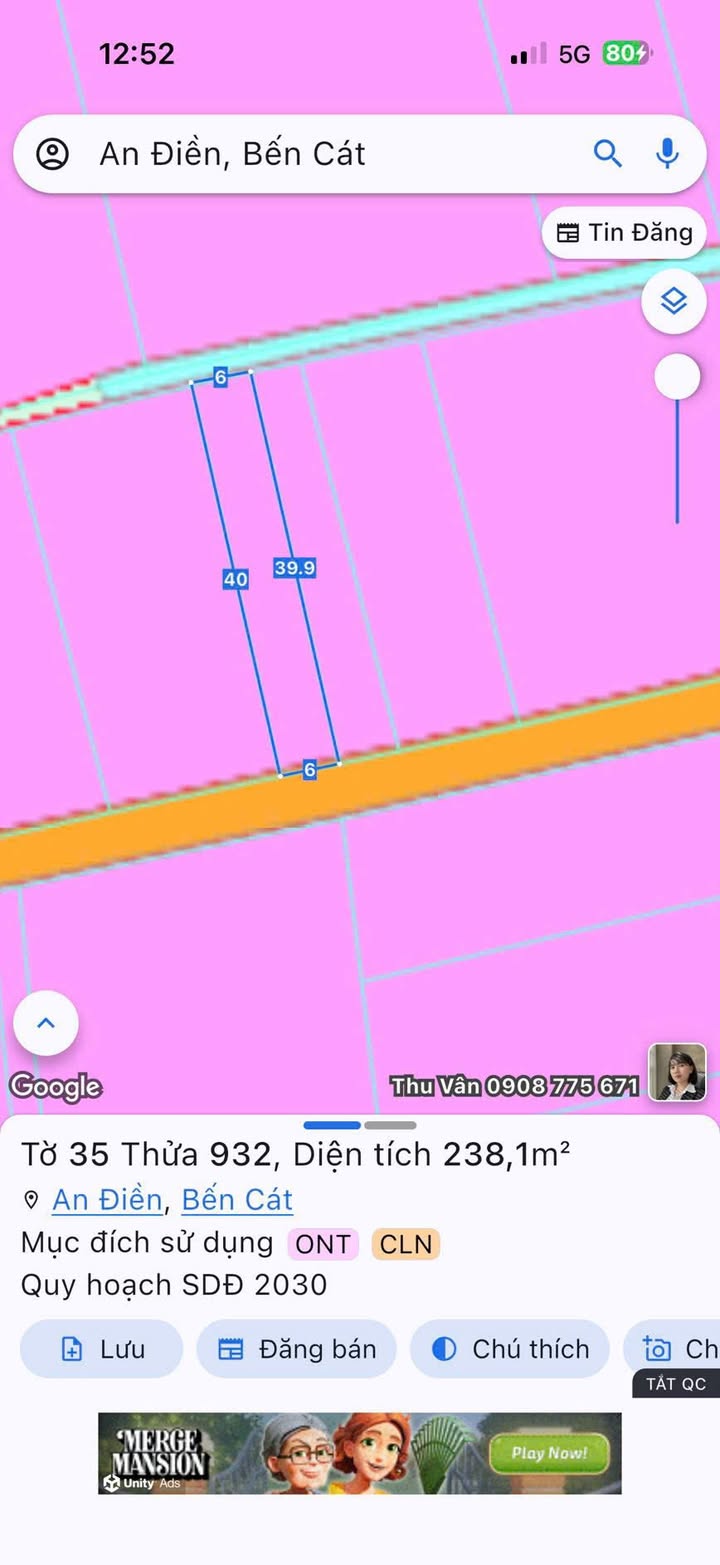 Đất thổ cư 240m² tại An Điền, Bến Cát chỉ 1.6 tỷ - Cơ hội đầu tư tuyệt vời!