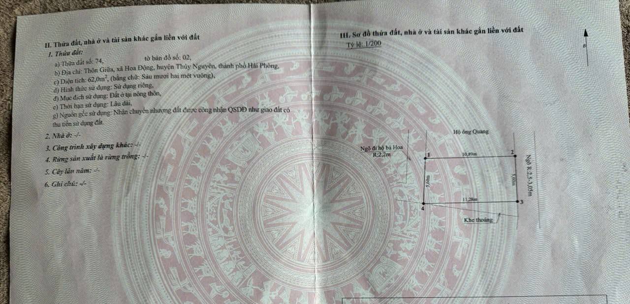 Đất Thổ Cư Thôn Giữa, Hoa Động, 62m² - Sổ Đỏ Chính Chủ!