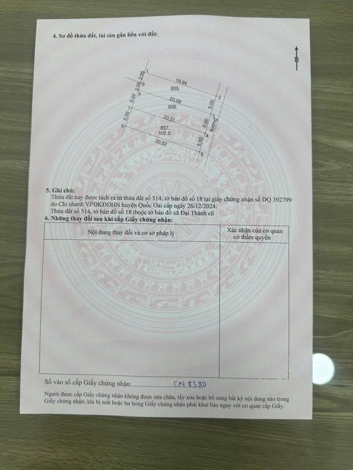 Đất thổ cư Độ Chàng, Quốc Oai 102m² giá 4.12 - 4.94 tỷ - Cơ hội đầu tư tuyệt vời!