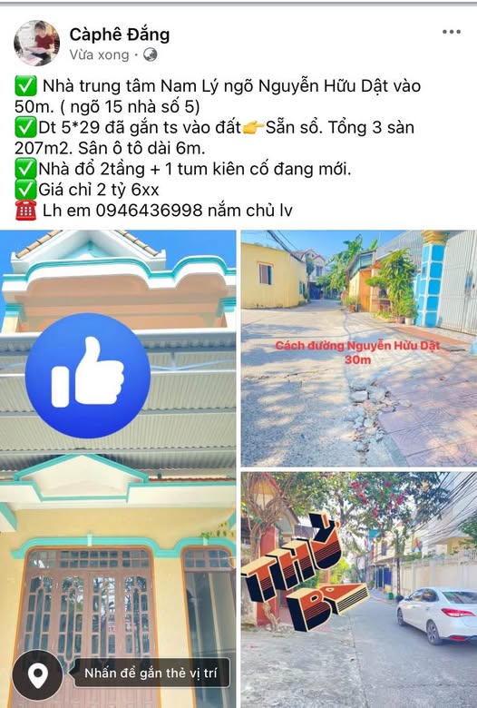 Nhà 3 tầng trung tâm Nam Lý 145m² giá 2.6 tỷ - Sổ đỏ chính chủ, ô tô vào tận nơi!