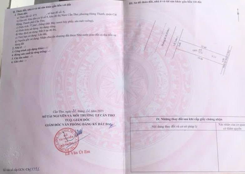 Đất nền khu dân cư Hưng Phú, Cần Thơ 77m² giá chỉ 2.5 tỷ - Sổ hồng chính chủ!