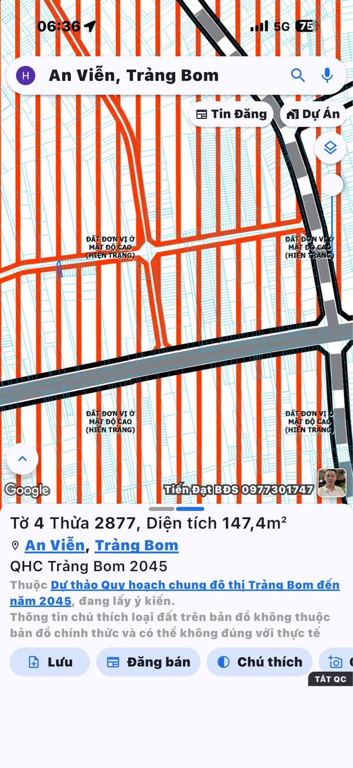 Đất nền Thị trấn Trảng Bom 145m² giá 1.2 tỷ - Sổ đỏ thổ cư 100%