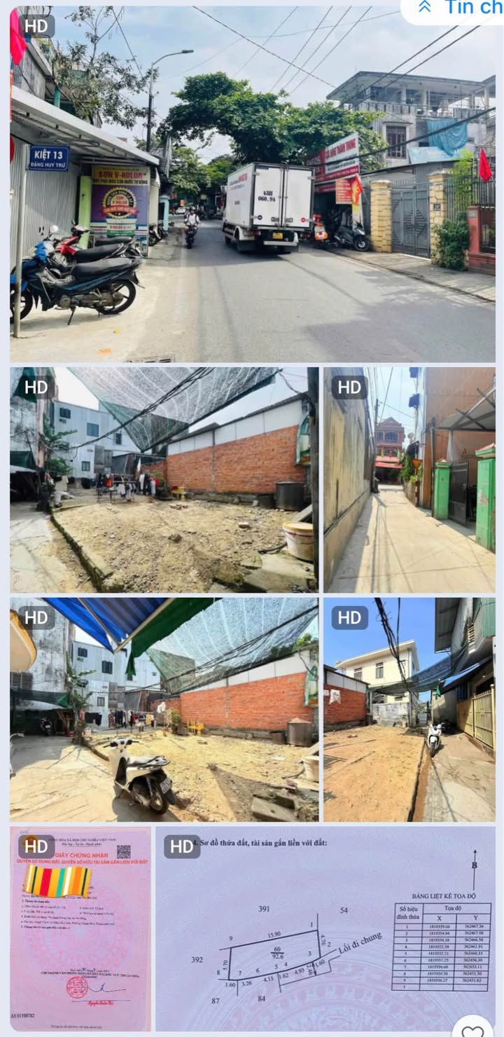 Bán đất kiệt 13 Đặng Huy Trứ, Phước Vĩnh 92.6m² giá 1.9 tỷ - Đầu tư sinh lời cao!