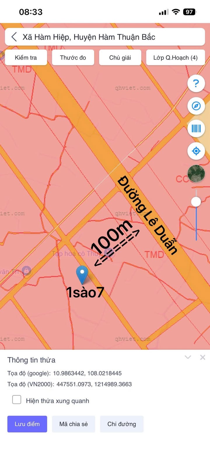 Đất nền xã Hàm Hiệp, Huyện Hàm Thuận Bắc, 1700m² giá 400 triệu - Cơ hội đầu tư tuyệt vời!