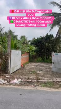 Đất thổ cư 200m² mặt tiền Đường Huyện 90C - Cách Quảng Trường chỉ 500m - Giá 2.35 tỷ!