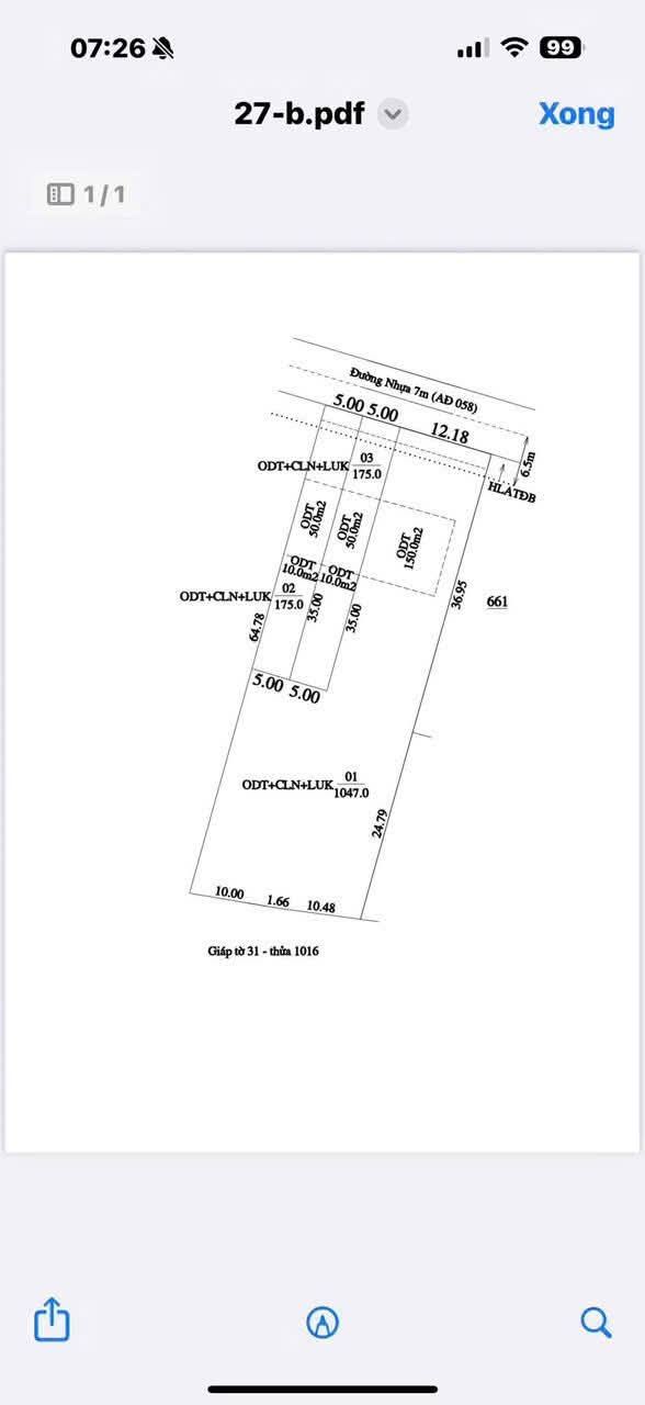 Đất nền Phường An Điền, Bến Cát 1047m² giá 5 tỷ - Cơ hội đầu tư hấp dẫn!