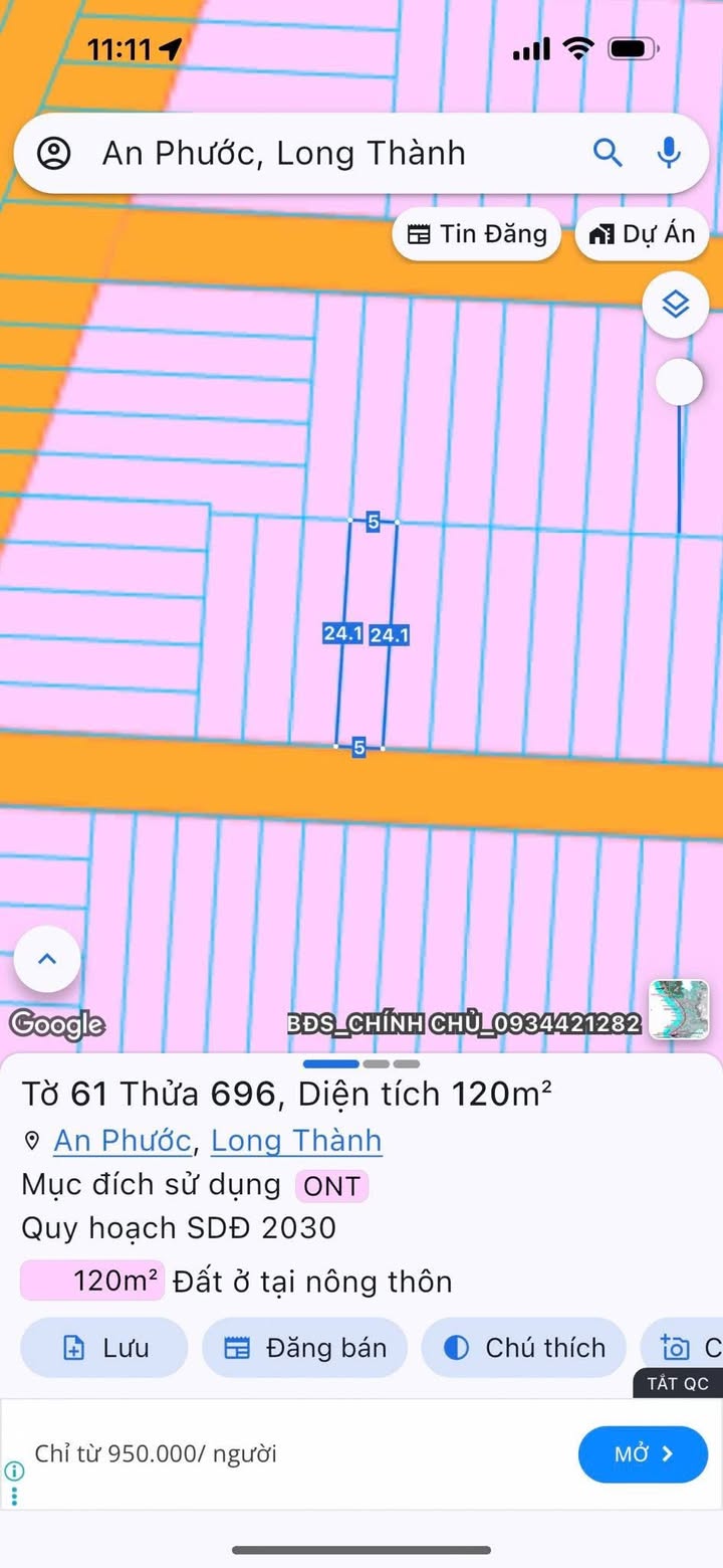 Đất nền An Phước, Long Thành 120m² - Sổ đỏ chính chủ, thổ cư 100%