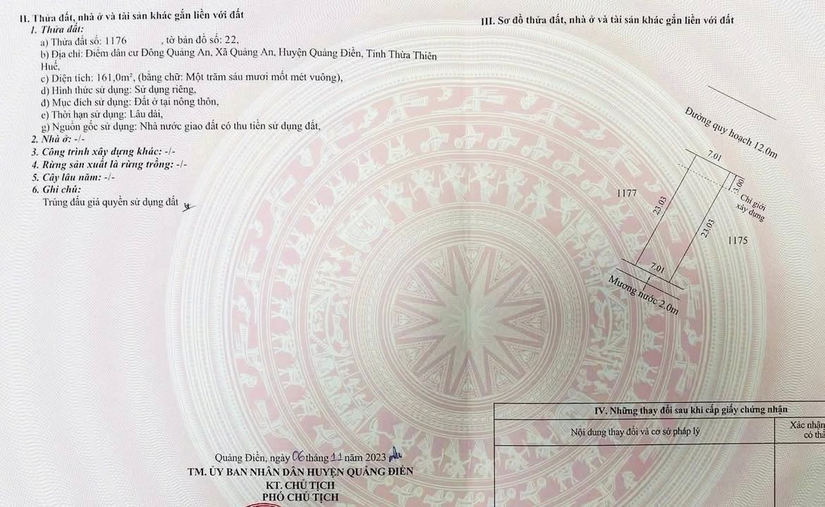 Đất nền Khu dân cư Đông Quảng An, Thừa Thiên Huế 161m² giá 800 triệu - Tiềm năng đầu tư lớn!