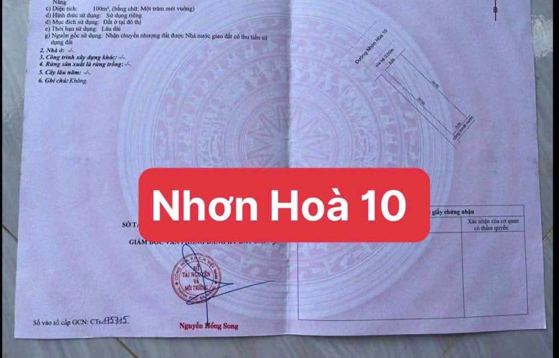 Đất mặt tiền Nhơn Hoà 10, Quận Thanh Khê, 100m² - Giá chỉ 4 tỷ!