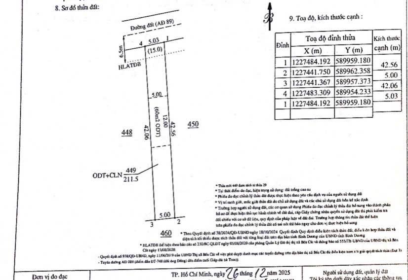 Đất thổ cư An Điền, Bến Cát 210m² giá 1.05 tỷ - Cơ hội đầu tư tuyệt vời!