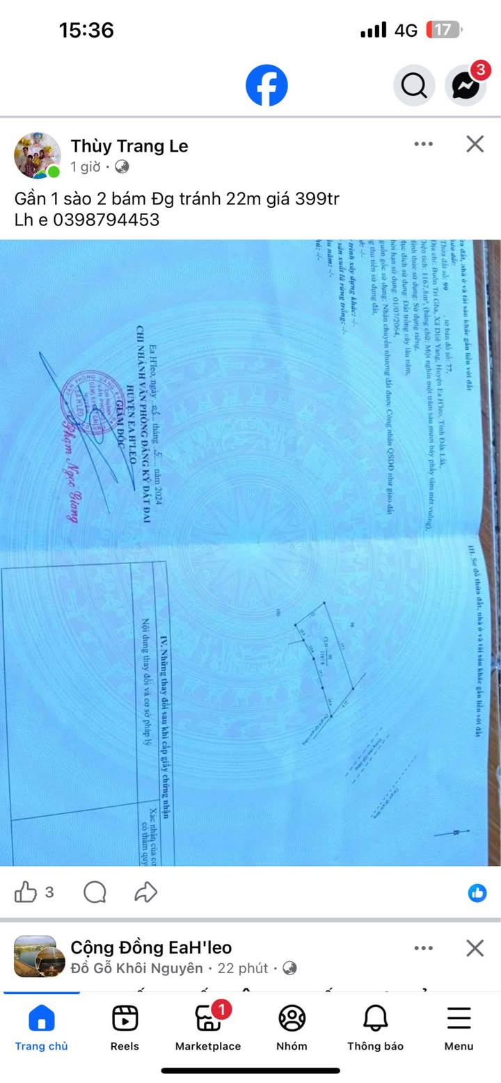 Đất nền Huyện Đông Hòa, Phú Yên 3600m² giá 399 triệu - Sổ đỏ chính chủ, mặt tiền 22m