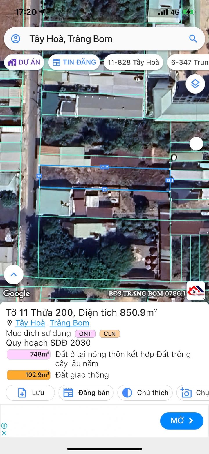 Đất nền Tây Hòa Trảng Bom 850m² giá thỏa thuận - Mặt tiền kinh doanh sầm uất!