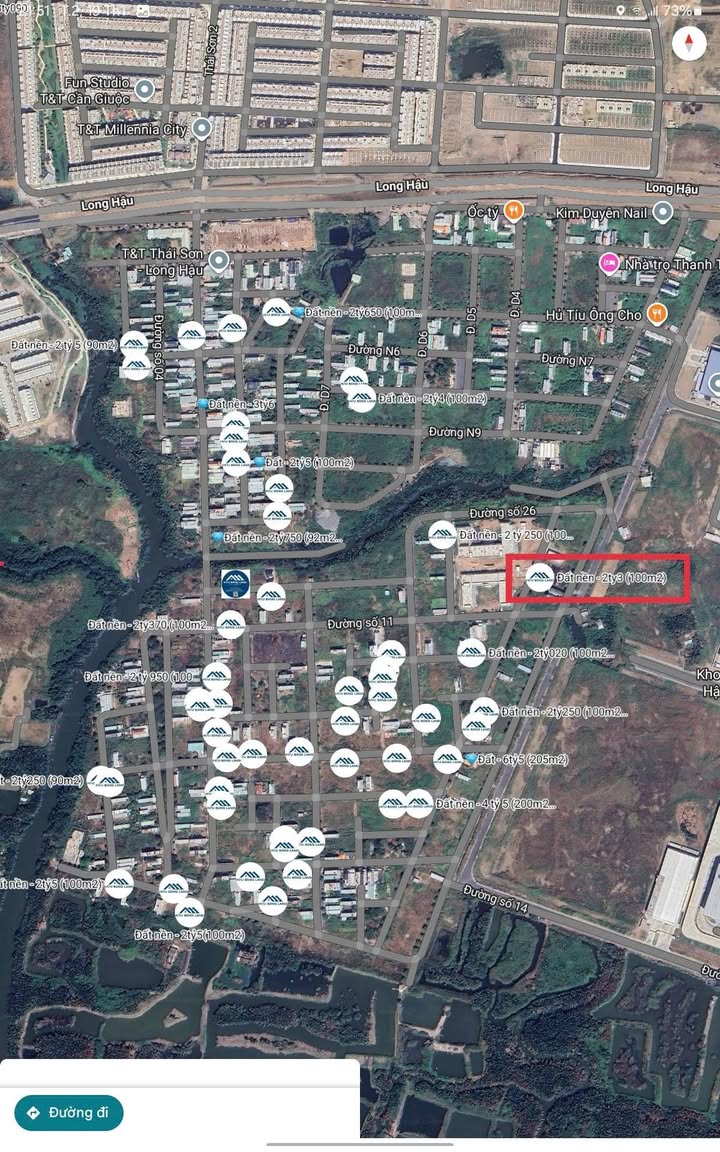 Đất nền KDC Thái Sơn Long Hậu 100m² giá 2.3 tỷ - Hướng Tây, gần trường học!