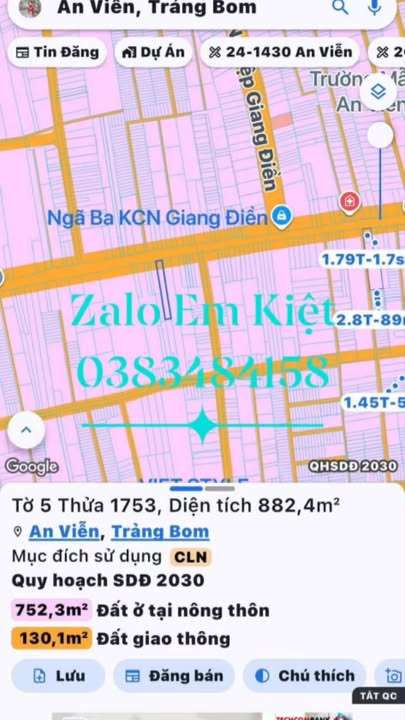 Đất mặt tiền Phùng Hưng, An Viễn 920m² giá 7,5 tỷ - Đầu tư sinh lời ngay!